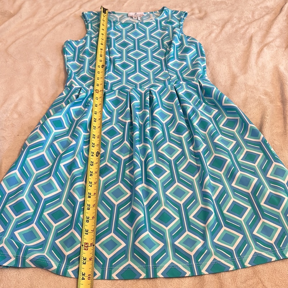 Jude Connally teal blue pattern sleeveless dress - S - Picture 6 of 6